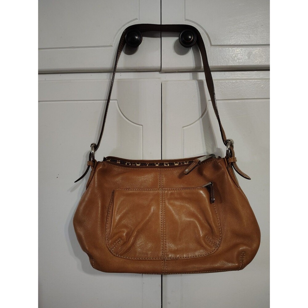 Tignanello Brown Leather Medium Shoulder Bag Purse Handbag Boho